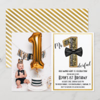 Mr. Onederful 1st Birthday Photo Invitation