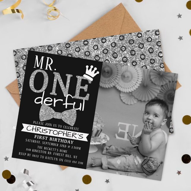 Mr. ONEderful 1st Birthday Photo Invitations (Creator Uploaded)