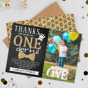 Mr. ONEderful 1st Birthday Photo Thank You Card