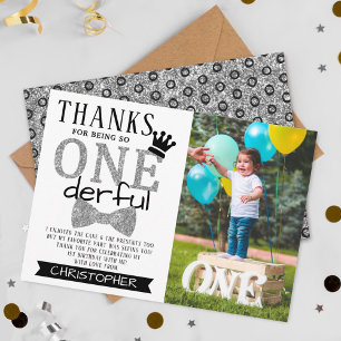 Mr. ONEderful 1st Birthday Photo Thank You Card