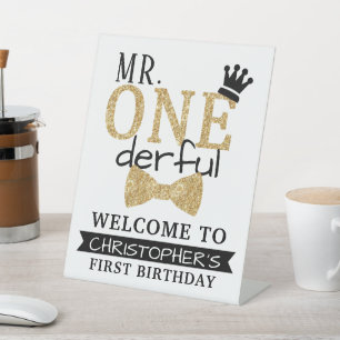 Mr. ONEderful 1st Birthday Welcome Pedestal Sign