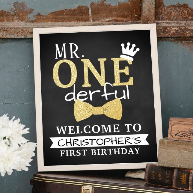 Mr. ONEderful 1st Real Foil Birthday Welcome Sign (Creator Uploaded)
