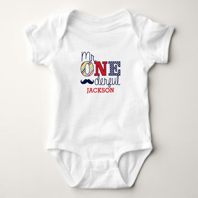 Mr. ONEderful Baby Romper - First Birthday Outfit Bodysuit (Front)