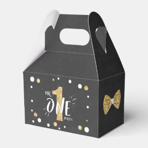 Mr Onederful Birthday Favour Box Bow Tie Black Gol