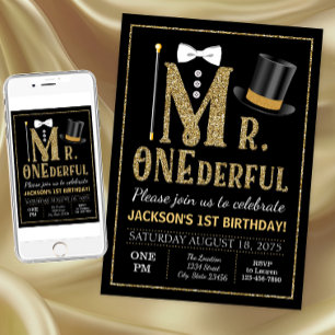 Mr ONEderful Birthday Invitation