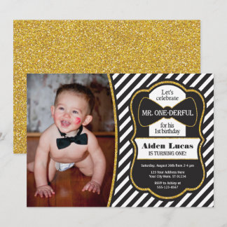 Mr. ONEderful Birthday Invitation with Photo