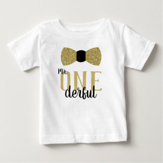 Mr ONEderful Birthday Shirt in Black and Faux Gold