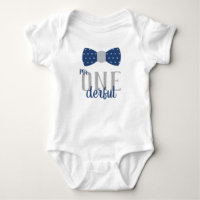 Mr ONEderful Birthday Shirt in Blue and Grey
