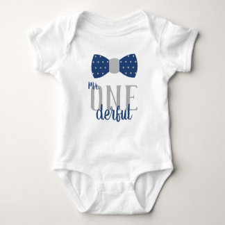 Mr ONEderful Birthday Shirt in Blue and Grey
