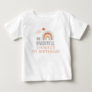 MR Onederful Boho Rainbow First Birthday Baby T-Shirt