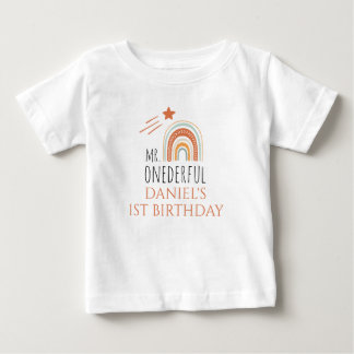 MR Onederful Boho Rainbow First Birthday Baby T-Shirt