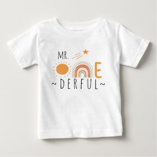MR Onederful Boho Rainbow First Birthday Boy Baby T-Shirt
