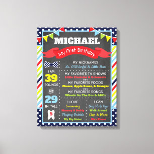 Mr. ONEderful Chalkboard Poster   First Birthday Canvas Print