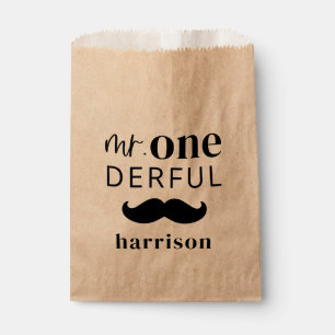 Mr Onederful Custom Name with Moustache Favour Bags