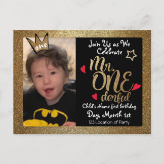 Mr Onederful First Birthday Invites