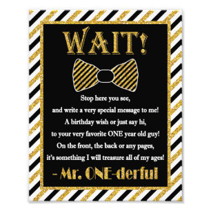 Mr. ONEderful Guest Book Sign - 8" x 10" Photo