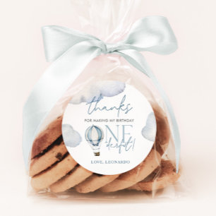 Mr ONEderful Hot Air Ballon Boy 1st Birthday Blue Classic Round Sticker