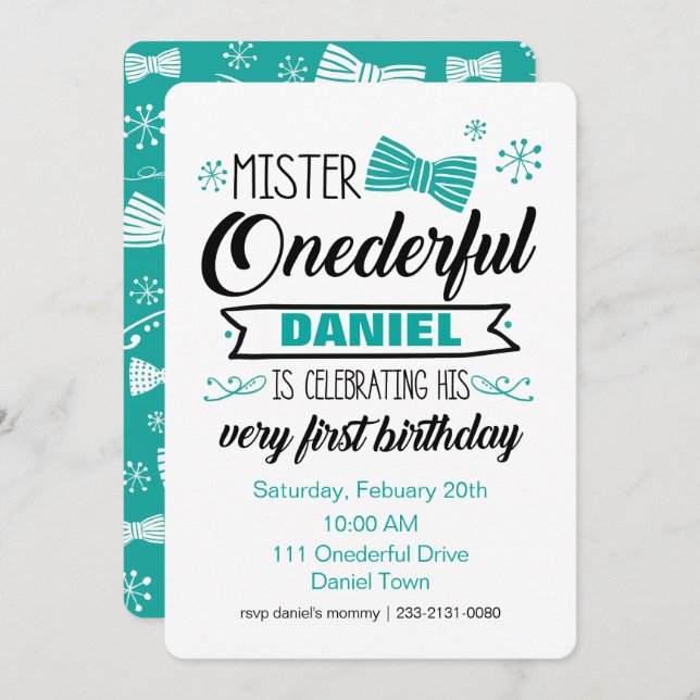 Mr. Onederful Invitation (Front/Back)