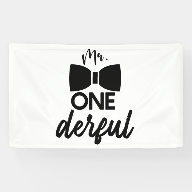 Mr. ONEderful Mr Wonderful First 1st Birthday Banner (Horizontal)