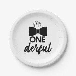 Mr. ONEderful Mr Wonderful First 1st Birthday Paper Plate