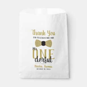 Mr. ONEderful Party Favour Bag, Black, Faux Gold Bags