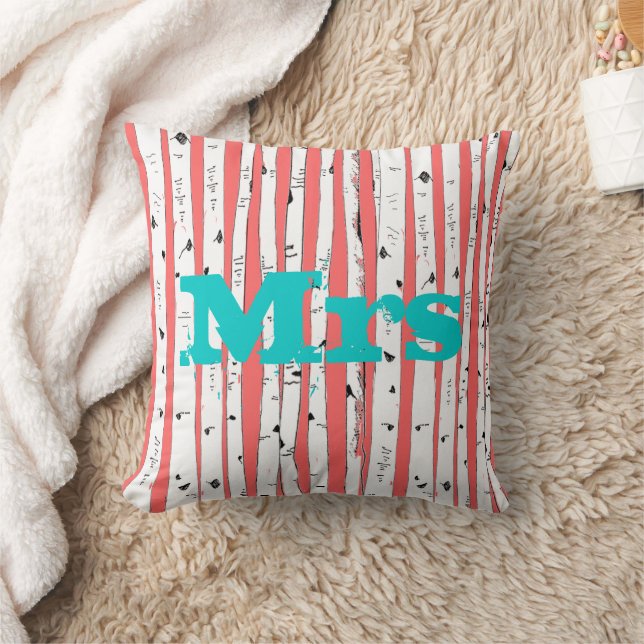 Mr. or Mrs personalises Birch Tree Pillows (Blanket)
