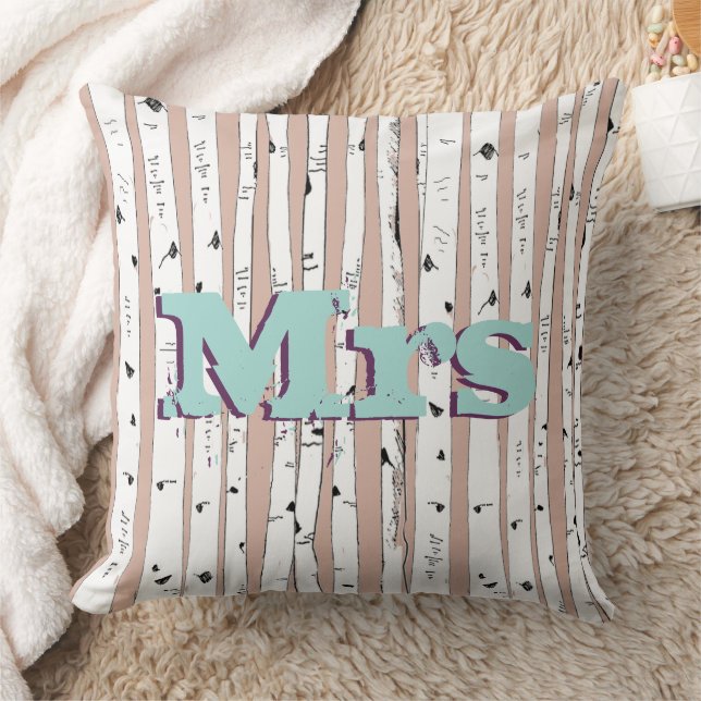 Mr. or Mrs personalises Birch Tree Pillows (Blanket)