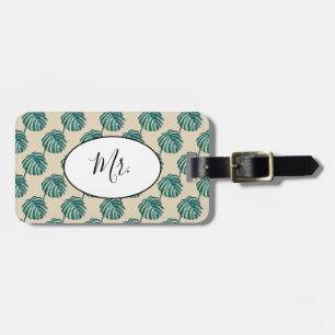 Mr Palm Print Turquoise Luggage Tag