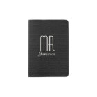 "Mr" Passport Holder, Black Faux Textured