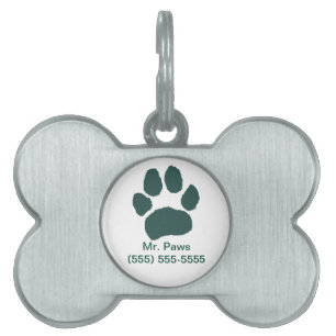 Mr. Paws Paw Print Pet ID Tag