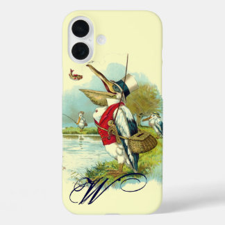 MR PELICAN FISHING MONOGRAM,cream iPhone 16 Plus Case