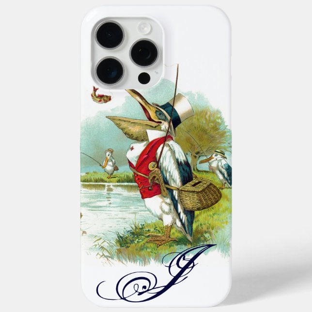 MR PELICAN FISHING MONOGRAM,white Case-Mate iPhone Case (Back)