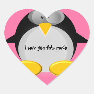 Mr. Penguin - I wuv you this much Heart Sticker