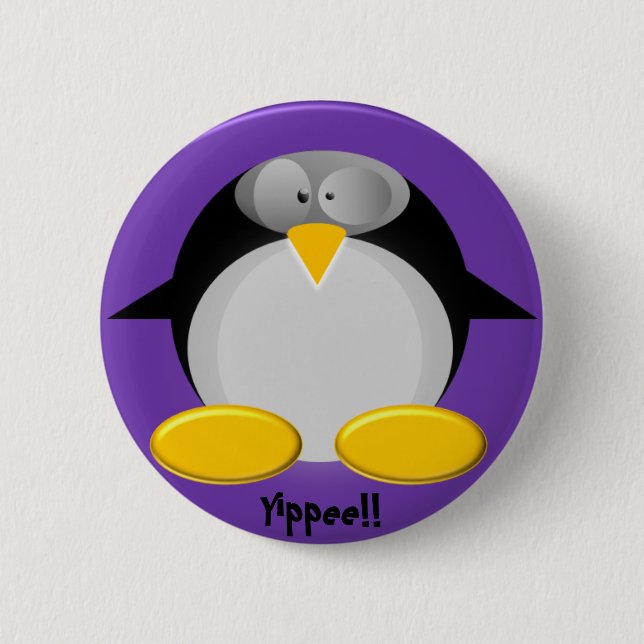 Mr. Penguin.....Yippee!! 6 Cm Round Badge (Front)