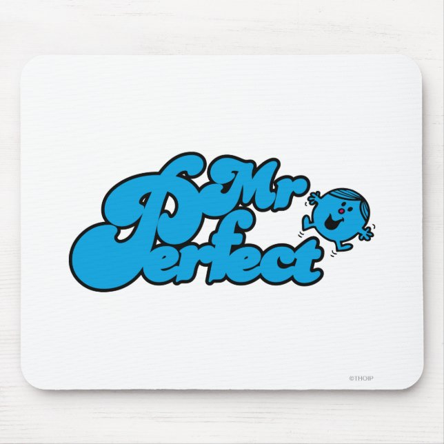 Mr. Perfect | Large Blue Letters Mouse Pad (Front)
