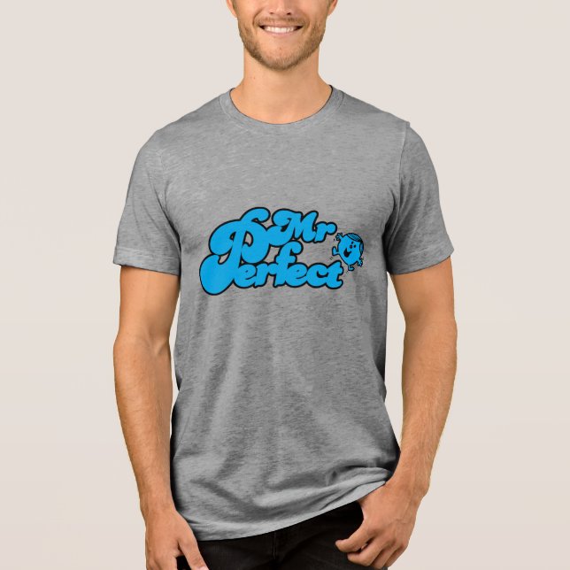 Mr. Perfect | Large Blue Letters Tri-Blend Shirt (Front)