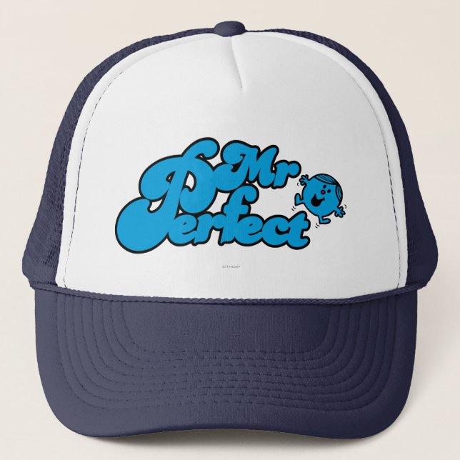 Mr. Perfect | Large Blue Letters Trucker Hat (Front)