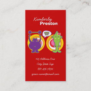 Mr. Purple & Miss Green Cute Cartoon Character Business Card