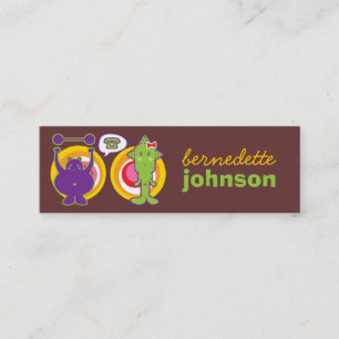 Mr. Purple & Miss Green Cute Cartoon Character Mini Business Card