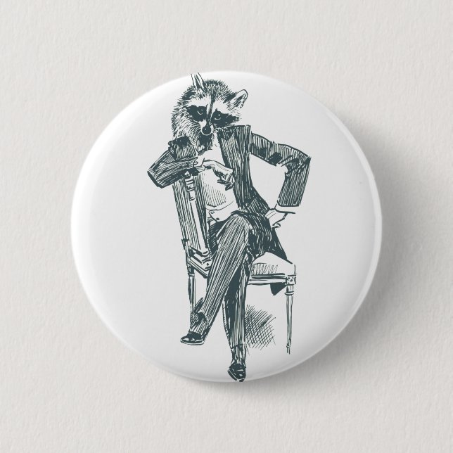 Mr. Racoon, 2¼ Inch Round Button (Front)