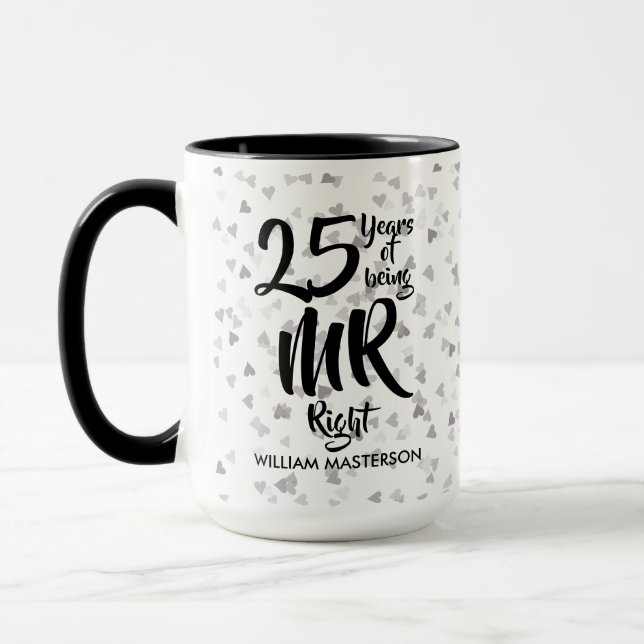 Mr Right Fun 25th Silver Anniversary Mug (Left)