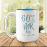 Mr Right Fun 60th Diamond Wedding Anniversary Two-Tone Coffee Mug<br><div class="desc">The perfect 60th diamond wedding anniversary gift for Mr Right or Always Right. Personalise with the name and wedding year. A fun,  unique and customisable gift to celebrate anyone's wedding anniversary. Designed by Thisisnotme©</div>