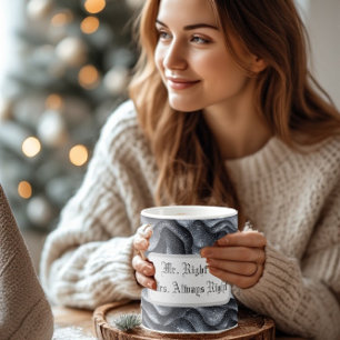 Mr Right & Mrs Always Right Silver Bling Luxe Glam Magic Mug