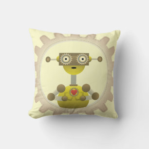 Mr. Robot with Steampunk Gear Heart Pillow