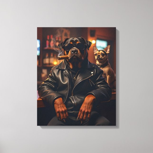 Mr. Rottie Cool with Cigar Canvas Print (Front)