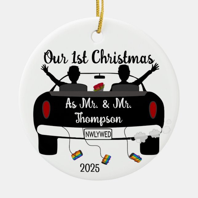 Mr.'s 1st Christmas Newlyweds Ceramic Ornament (Front)