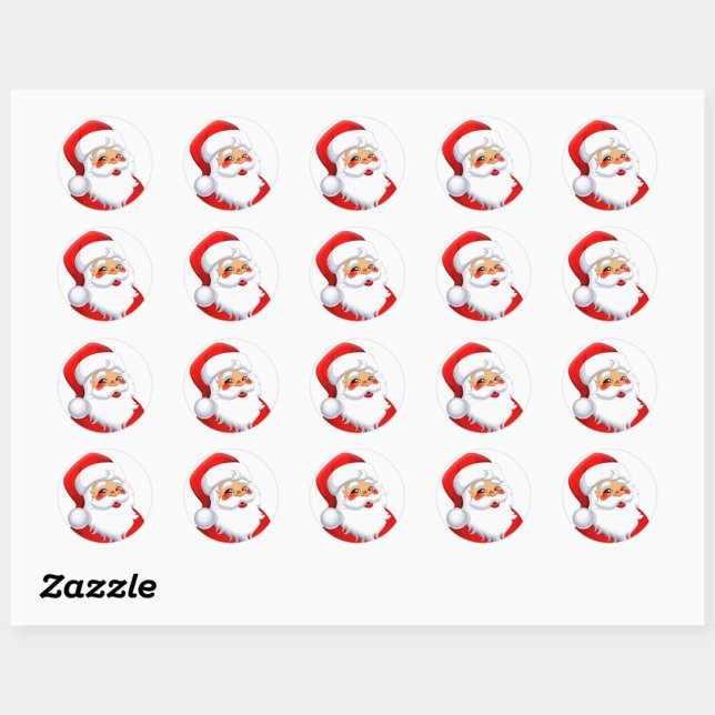 Mr.Santa Classic Round Sticker (Cute Santa Claus Round Stickers!)