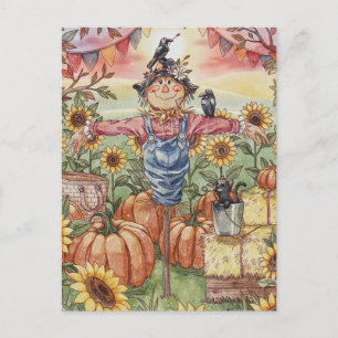 "Mr. Scarecrow" – Cute Halloween Illustration Holiday Postcard