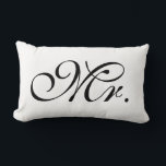 Mr Scroll Text In Black And White Lumbar Cushion<br><div class="desc">Mr Scroll Text In Black And White pillows (this pillow can be matched with the others in this series) .. Mr. pillow from Ricaso</div>