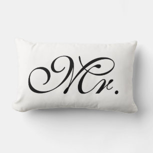 Mr Scroll Text In Black And White Lumbar Cushion